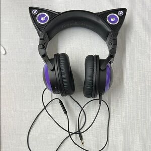 Brookstone Black and Purple Cat Ear Headphones
